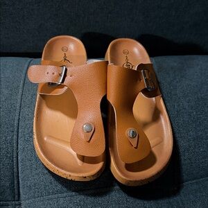Sole Mates Brown Leather Sandals with Buckle